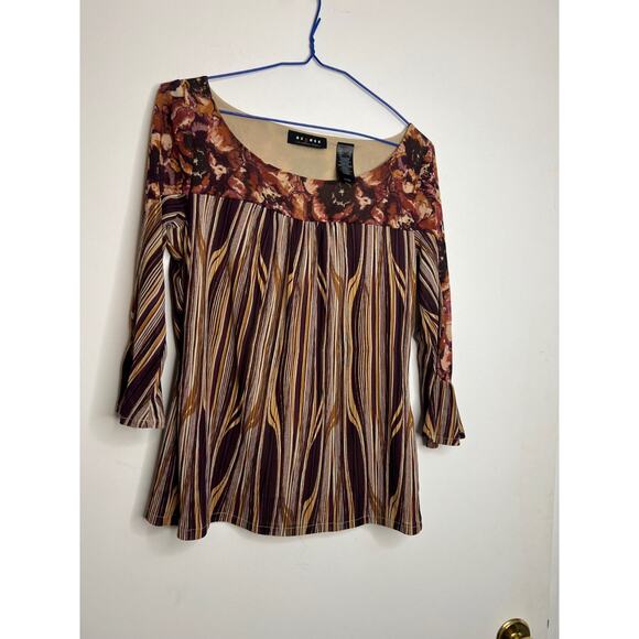 Axcess Womens Sz SM Multicolor Geometric 3/4 Sleeve Blouse - Picture 4 of 7